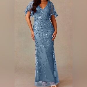 Upstudio Petaluma dark dusty blue sz A16 Formal Gown- Maxi -Mother of Bride